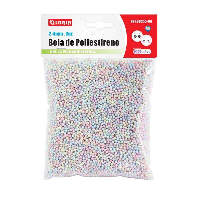 Bola de pliestireno Colores pastel 2-4 mm 9gr.