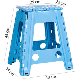 Taburete Alto de Cocina y Baño de un Peldaño PlegableMedidas 45 x 40 x 34 Azul Verde