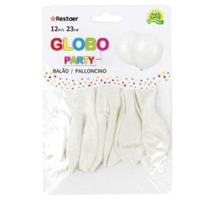 Globos Látex 23cm Blanco 12und