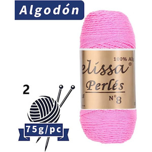 Melissa Perlés 8 - Hilo de Algodón para Ganchillo Hilado 100% Algodón para DIY y Tejer a Mano (1u*70 g), Agujas Talla 2