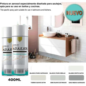 Pintura Spray para Azulejo Gris Suave Satinado 400ml