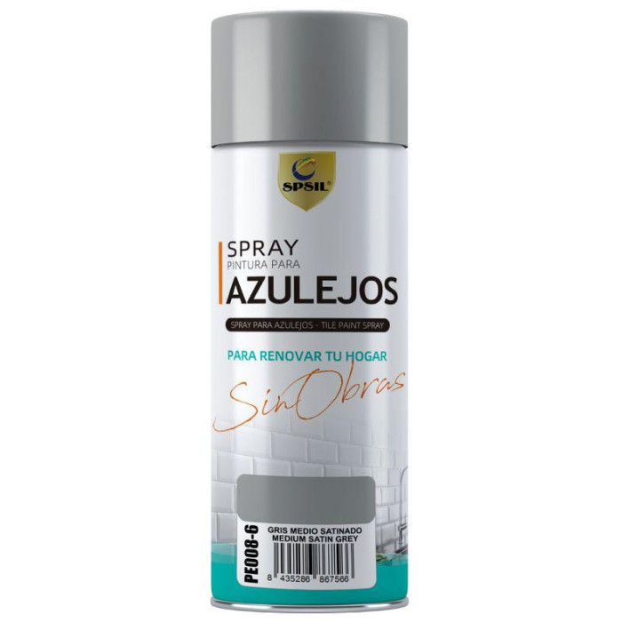 Pintura Spray para Azulejo Gris Medio Satinado 400ml