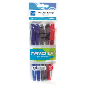 Bolígrafo Tinta Fluida Viscosa Plus Office Trio Colores Surtidos Blíster /5 ud.