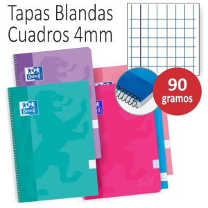 Bloc Espiral Oxofrd Folio Tapa Básica 80 Hojas 90g Cuadrícula 4 mm Pack 5 Unidades