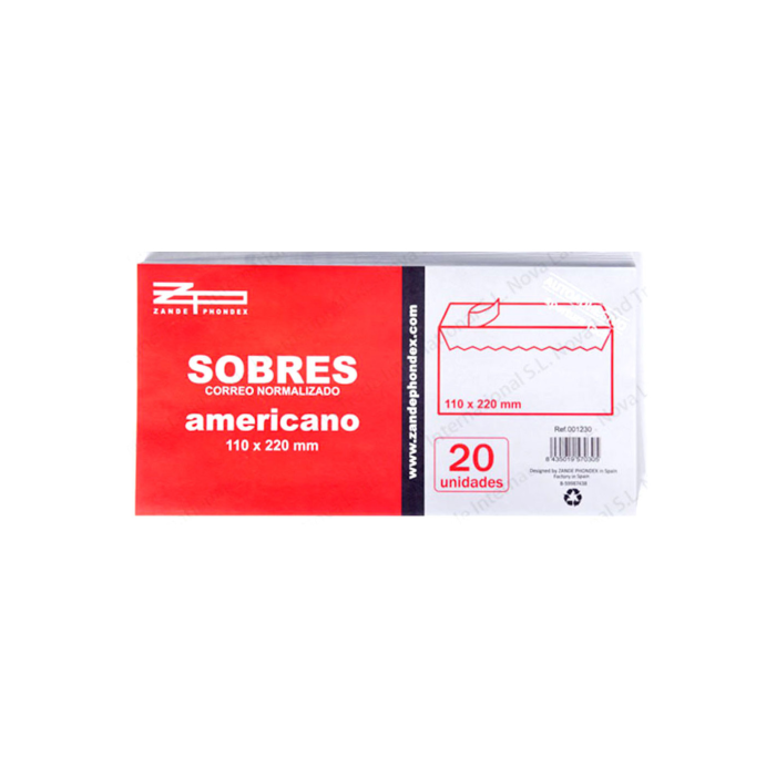 Sobres de Blanco 110mm x 220 mm