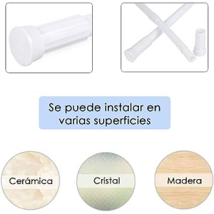 Barra extensible ajustable de aluminio para baño, ropero, armario y cocina.  Fácil montaje