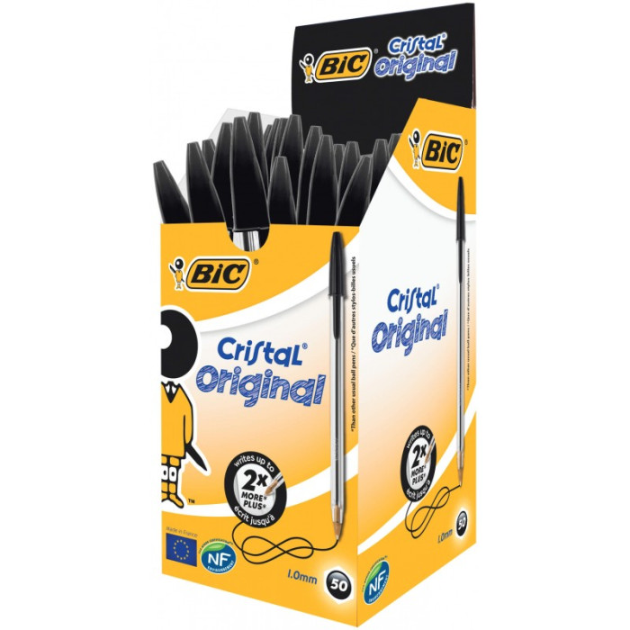 Pack 50 Bolígrafos BIC Cristal Negro