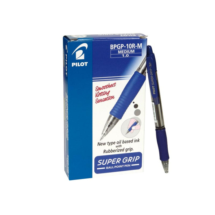 Bolígrafo Pilot Súper Grip color azul caja de 12 unidades