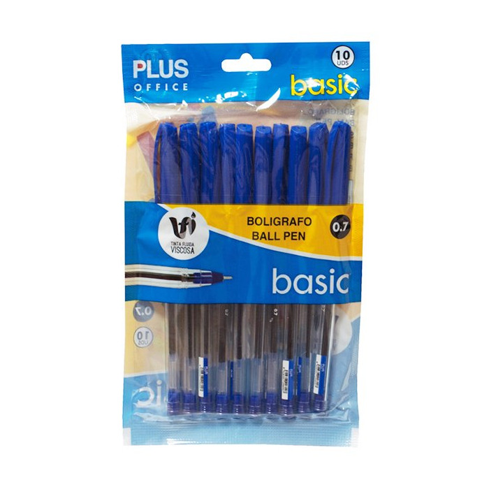 Bolígrafo Tinta Fluida Viscosa Plus Basic Azul Blíster /10 ud.