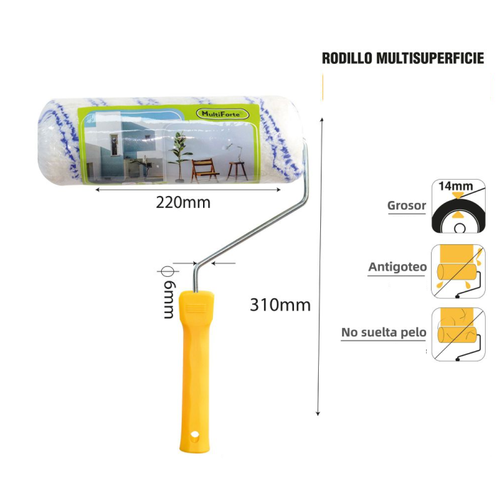 Rodillo para paredes y techos gotele 22cm