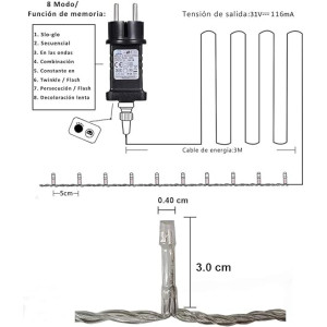 Guirnalda Luces Led de Navidad Uso Interior/Exterior IP44 140 LED 7M