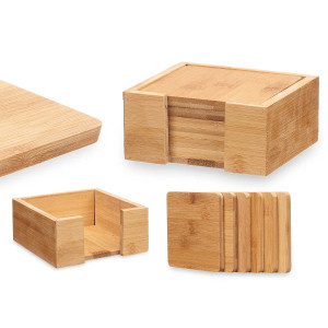 Set 6 posavasos bambu cuadrados soporte