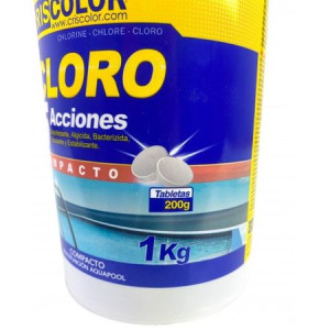 Cloro Para Piscina Multiacción 1kg 5 Acciones Desinfectante, Algicida, Bactericida, Floculante Y Estabilizante