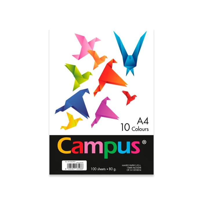 Papel A4 Campus 80g 100 Hojas 10 Colores Surtidos