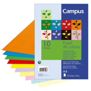 Papel A4 Campus 80g 100 Hojas 10 Colores Surtidos