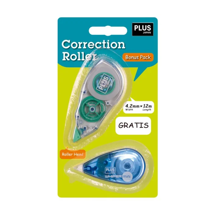 Corrector en Cinta Plus TW 4,2mm x 12m + Whiper Mini Blíster /2 ud.