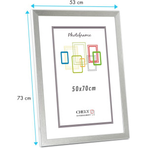 Marco de Fotos 50x70cm (Plateado) MOD-254 Hecho de Madera, Ancho de moldura 2cm