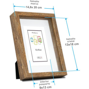 Marco con profundidad 13x18cm (Int 8x13 cm) MOD 3503 madera con paspartú.