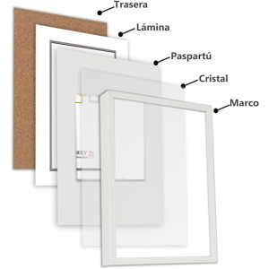 Marco con profundidad 10x15cm (Interior 6x9cm) Blanco MOD 3503 de madera con paspartú.