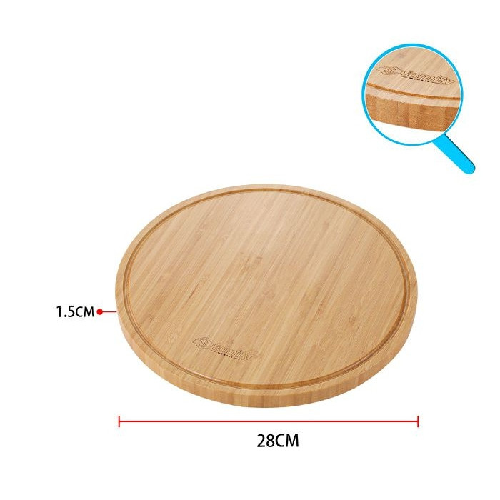 Tablas de Cortar para Cocina Redondas, Bambú,28x1.5cm