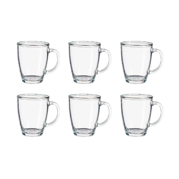 6 Tazas de Vidrio  310ml con Asa