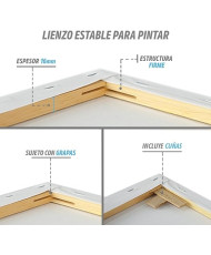 Chely Intermarket Pack 4 - 5 Lienzos tamaños Perfil 16 mm canva blancos para pintar con bastidor preestirado - 100% algodón