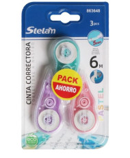 Pack de 3  Mini cintas correctoras Pastel