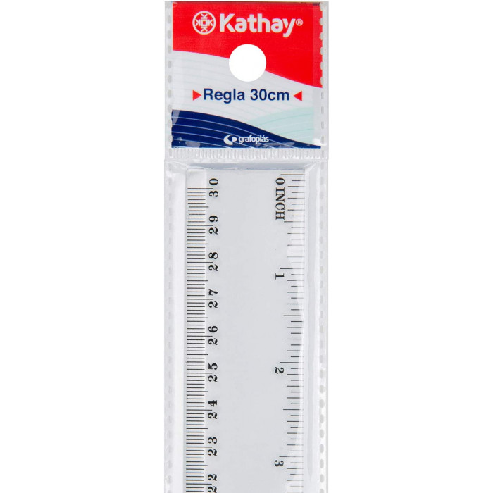 Kathay 86420200. Regla de Plástico, 30cm, Transparente, Perfectas para Uso Escolar