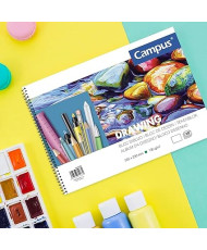 Campus - Bloc de Dibujo A4 Cuaderno de Bocetos con Espiral 20 Hojas 135 gramos en Blanco para Carboncillo, Lápiz, Ceras o Pastel