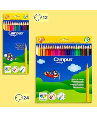 Campus – Lápices de Colores, Caja de 24 Colores Sin Madera para Dibujar y Colorear,