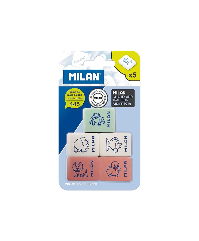 Blíster 5 gomas Rectangulares con dibujos infantiles 445 MILAN