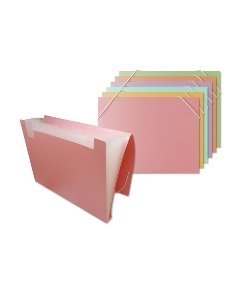 Carpeta Compartimentos Fuelle Elasticos Pastel  (1uds)