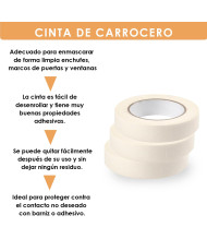 Cinta de carrocero para pintar y enmascarar 2.4mm X20M(Pack de 6 )