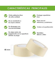 Cinta de carrocero para pintar y enmascarar.(pack 6 uds - 48mmx40m