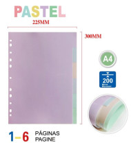 Pack 6 Uds Separadores Pastel - Para Carpeta O Archivador 2-4 Anillas