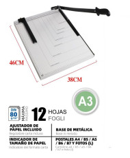 Guillotina de Papel A3 Base de Metal Cortador de Papel 12 hojas de Capacidad Profesional para Papelería Fotográfica Oficina