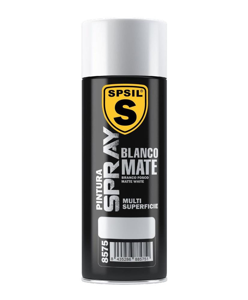 SPSIL Pintura Spray 400ml,( Blanco Mate 8575, Paquete de 1 )Spray Acrílico para Metal / Madera / Plástico