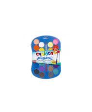 Carioca Acuarela Pack de 24 Colores en Pastilla - Brillantes - Facilmente Mezclables - Ø 30mm - Color Varios