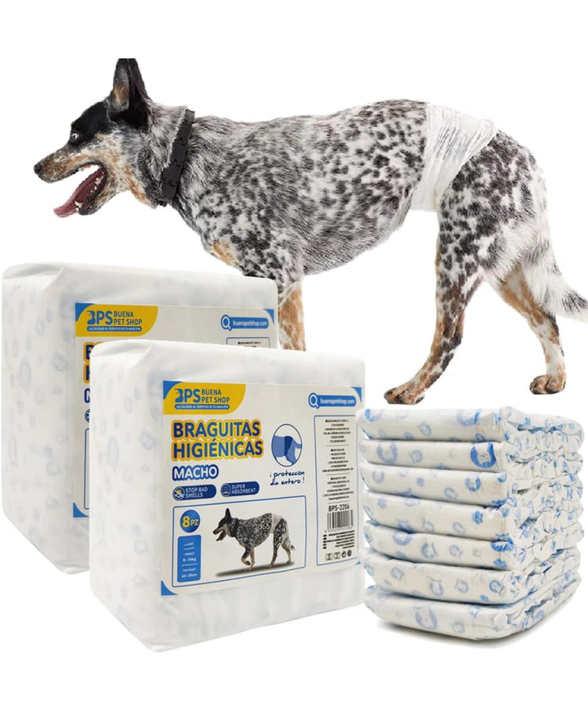 Pañal( L ) (Pack 8 uds)para Perro Sanitarios Mascotas Desechables Masculino ​Entrenamiento Súper Absorbente Braguita Higiénica