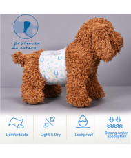 Pañal( L ) (Pack 8 uds)para Perro Sanitarios Mascotas Desechables Masculino ​Entrenamiento Súper Absorbente Braguita Higiénica