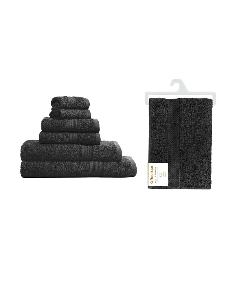 Toalla De Baño (50 X 90 Cm, 100% Algodón )500g( Pack De 6 ) Negro