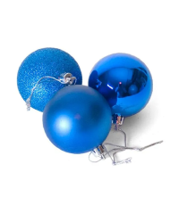 Set 12 bolas de Navidad azul 6 cm