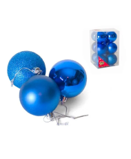 Set 12 bolas de Navidad azul 6 cm