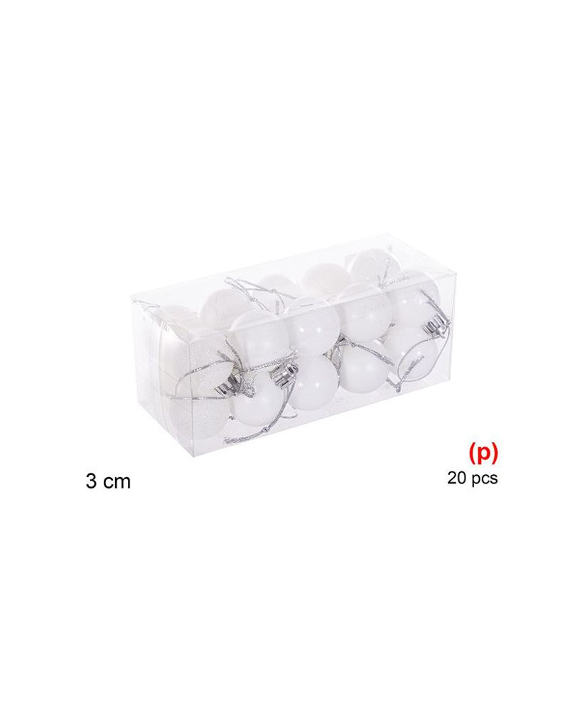 Set 20 Bolas De Navidad blanco 3 Cm