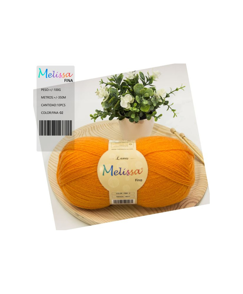 Melissa Lana Fina Hilo 100% Acrilico Ovillo de Lana (1u * 100g) Premium para DIY Tejer y Ganchillo,350m