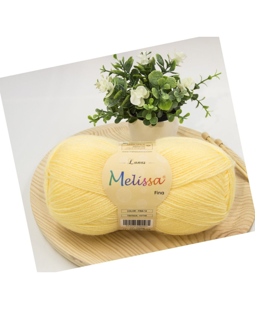 Melissa Lana Fina Hilo 100% Acrilico Ovillo de Lana (1u * 100g) Premium para DIY Tejer y Ganchillo,350m