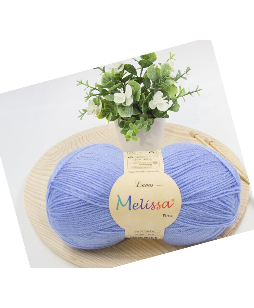 Melissa Lana Fina Hilo 100% Acrilico Ovillo de Lana (1u * 100g) Premium para DIY Tejer y Ganchillo,350m