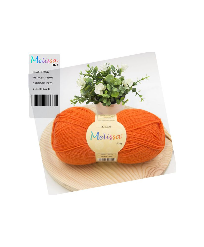 Melissa Lana Fina Hilo 100% Acrilico Ovillo de Lana (1u * 100g) Premium para DIY Tejer y Ganchillo,350m