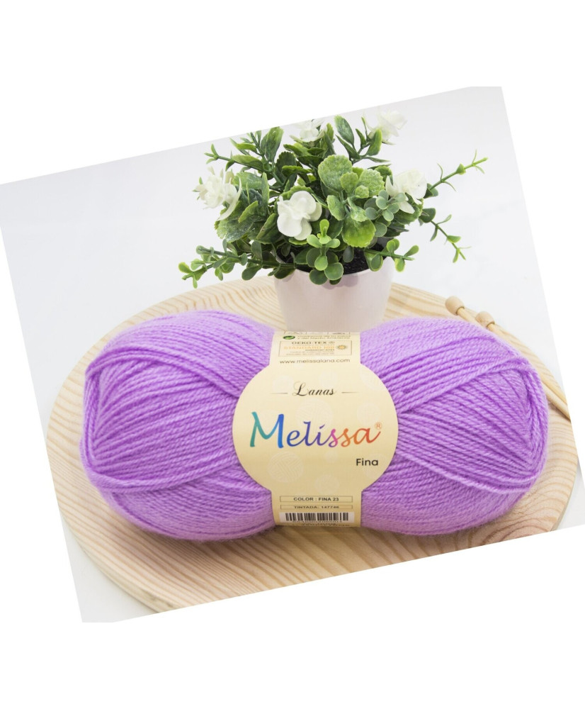 Melissa Lana Fina Hilo 100% Acrilico Ovillo de Lana (1u * 100g) Premium para DIY Tejer y Ganchillo,350m