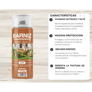 Barniz Mate   Transparente  400ML